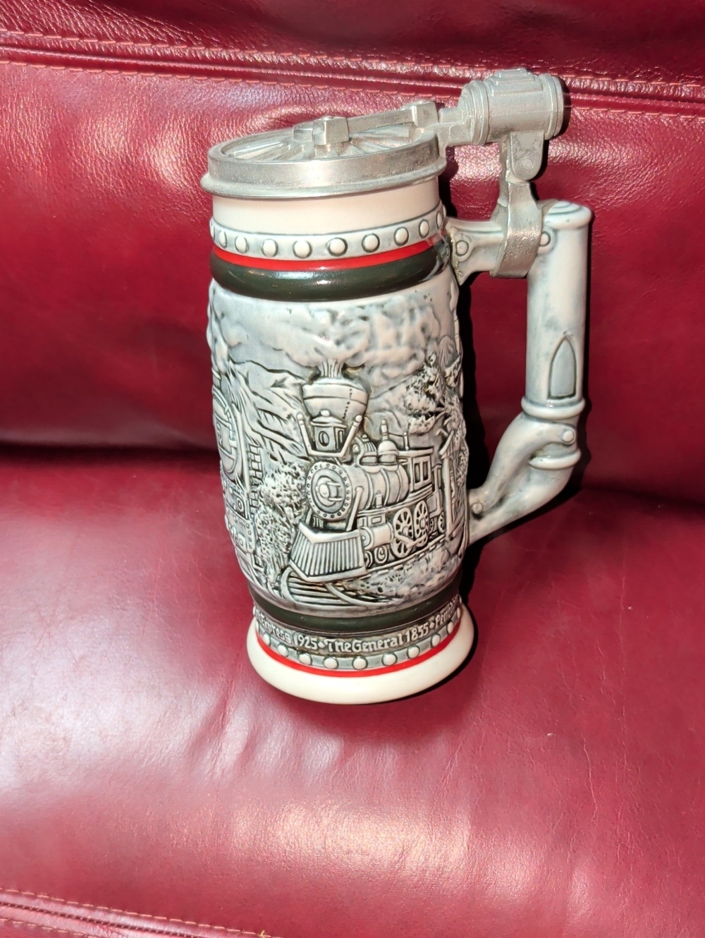 Vintage 1983 Avon Beer Stein Handcrafted Brazil Collectable Lidded Train
